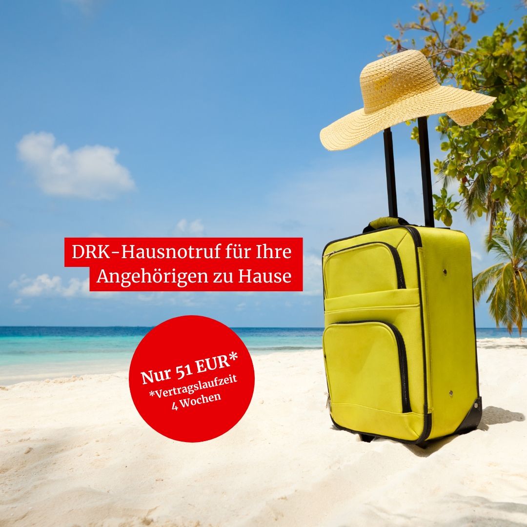 Ab in den Urlaub: Der DRK-Hausnotruf ist für Ihre Angehörigen zu Hause da.