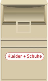 Abbildung: Zu sehen ist die typische Form eines Kleidercontainers.